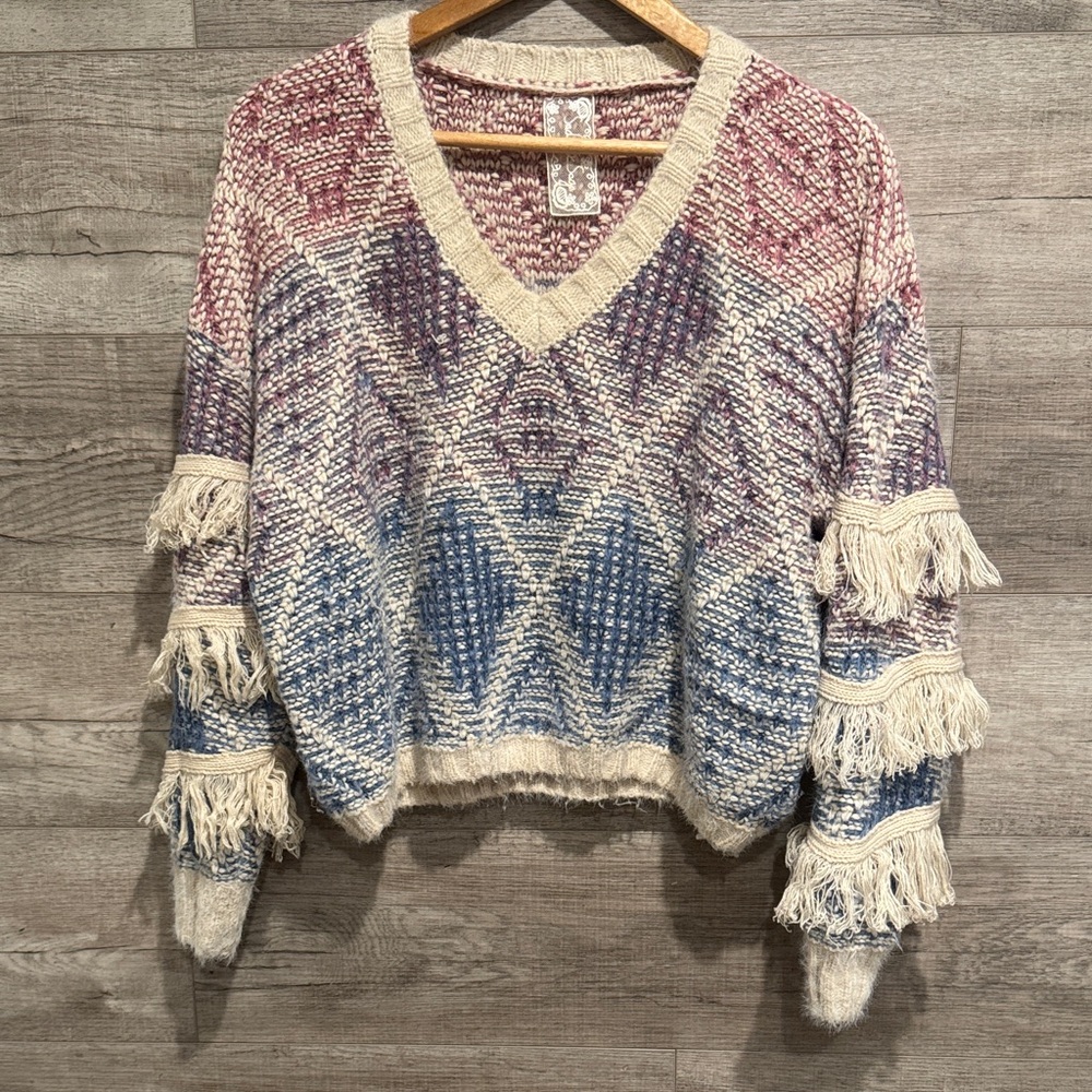 Sadie & Sage Aztec Fringe Sweater